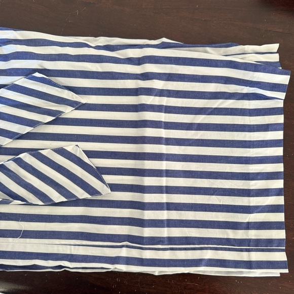 J. Crew Blue and White Striped Wrap Jumpsuit - Picture 12 of 13